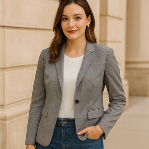 Banana Republic Gray One Button Blazer Women’s 8